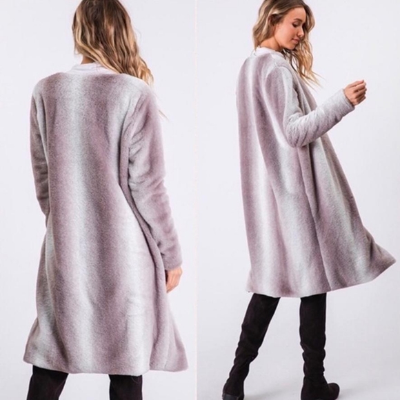 Ombré long lime faux fur coat *ONLY 1 LEFT - Picture 3 of 8